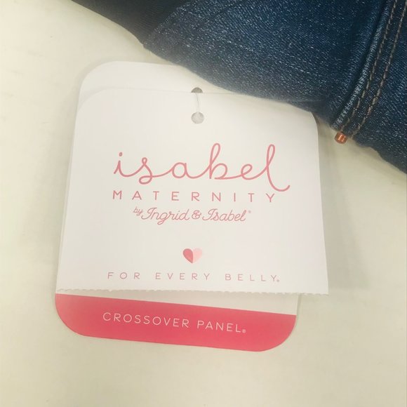 Isabel Maternity Women's Size 8 Crossover Panel Bermuda Blue Denim Short New - Picture 13 of 16